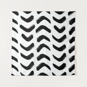 Brush strokes vintage seamless pattern. Black and  Tapestry