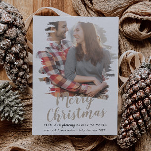Brush Tan Merry Christmas From Our Growing Family Holiday Card