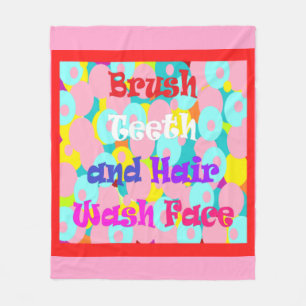 Brush Teeth Hair Wash Face fun kids bright design  Fleece Blanket
