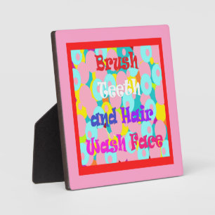Brush Teeth Hair Wash Face fun kids bright design Plaque