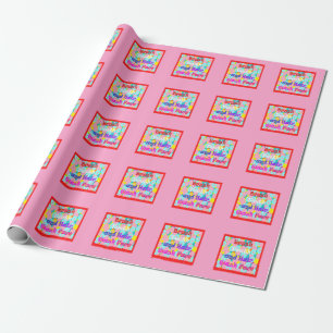 Brush Teeth Hair Wash Face fun kids bright design  Wrapping Paper