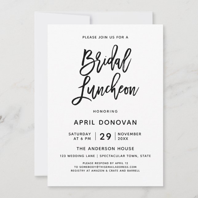 Brush Typographie Déjeuner nuptial Invitation (Devant)