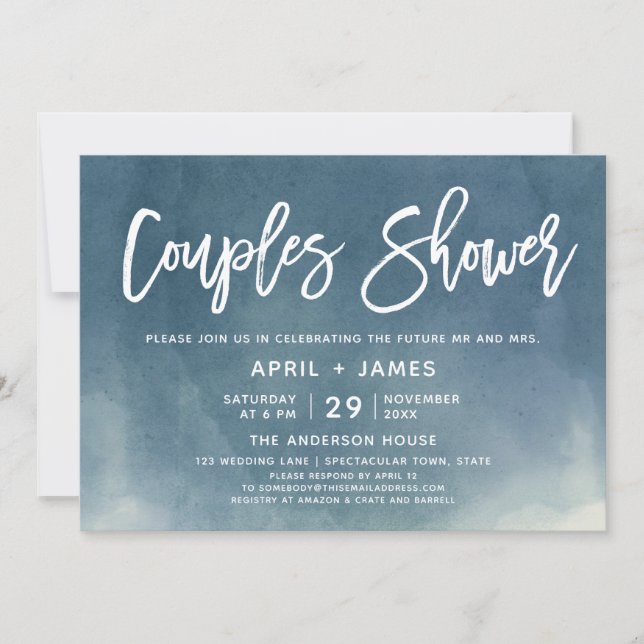 Brush Typography Couples Shower Invitation (Front)