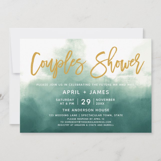 Brush Typography Couples Shower Invitation (Front)