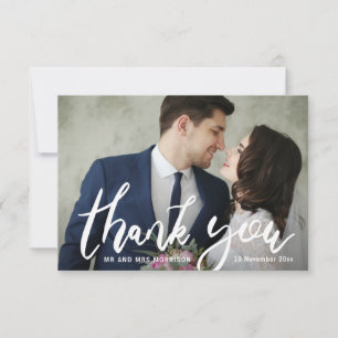 brush typography wedding photo card