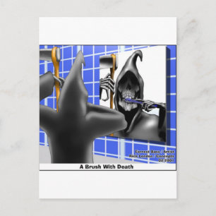 Brush With Death Funny Halloween Cartoon Gifts Postcard