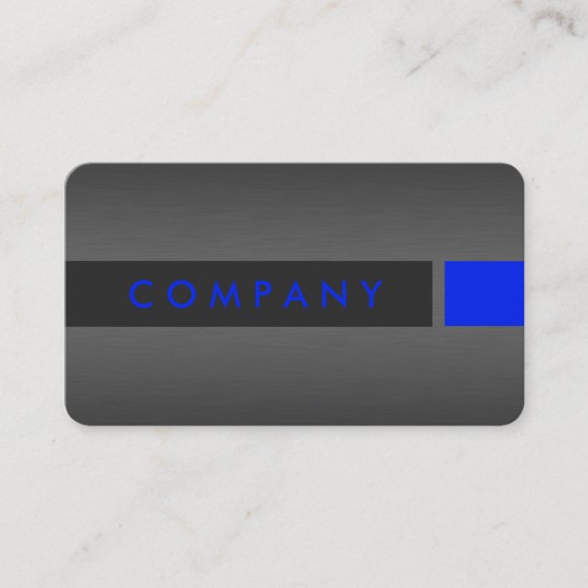 Brushed aluminum & blue standard business card (Front)