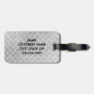 Brushed Aluminum Diamond Plate Metal Luggage Tag