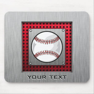 Brushed Aluminum look Baseball Mouse Pad