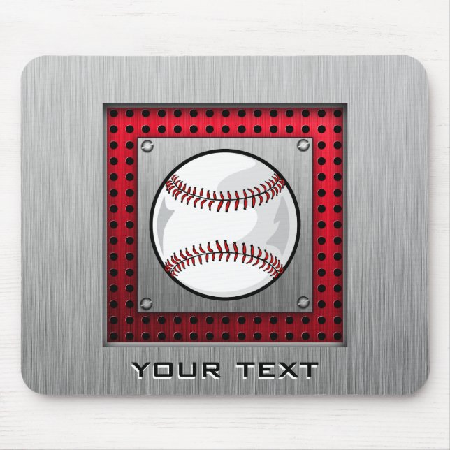 Brushed Aluminum look Baseball Mouse Pad (Front)
