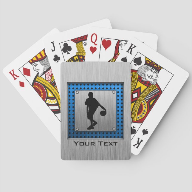 Brushed ALuminum look Basketball Player Playing Cards (Back)