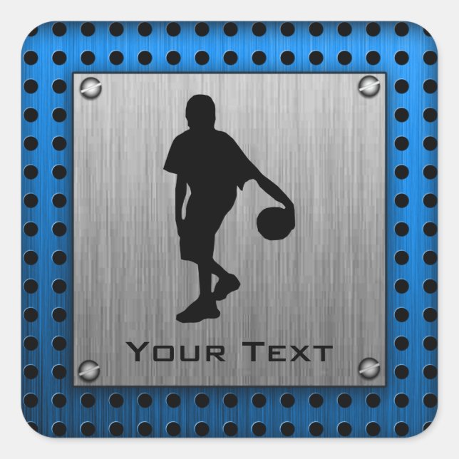 Brushed ALuminum look Basketball Player Square Sticker (Front)