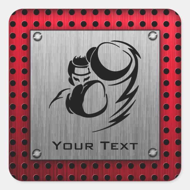Brushed aluminum look Boxer Square Sticker (Front)