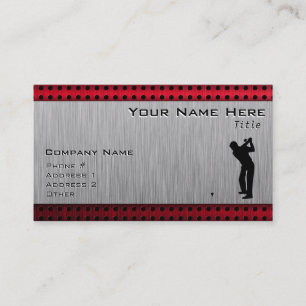 Brushed Aluminum look Golfer Business Card