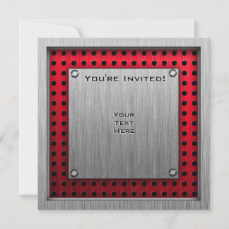 Brushed Aluminum look Golfer Invitation