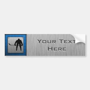 Brushed Aluminum look Hockey Bumper Sticker