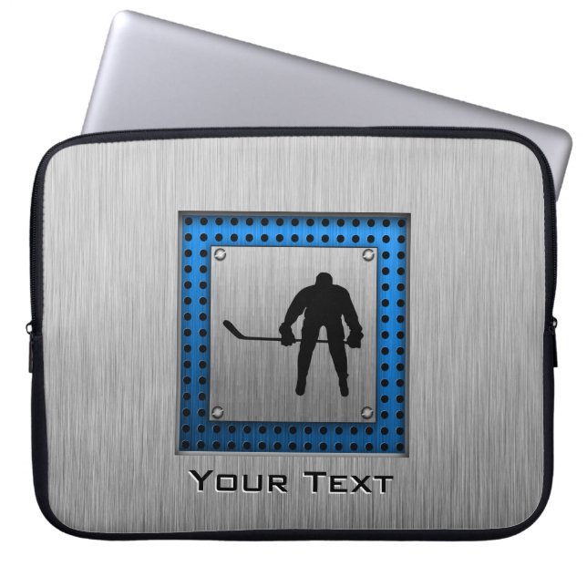 Brushed Aluminum look Hockey Laptop Sleeve (Front)