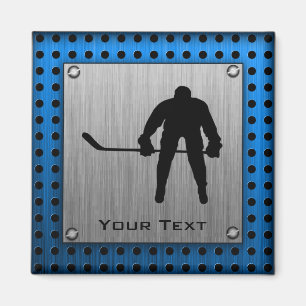 Brushed Aluminum look Hockey Magnet