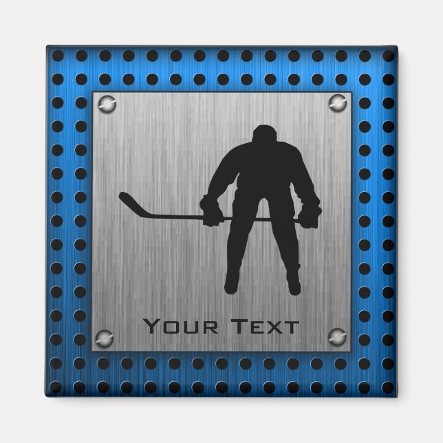 Brushed Aluminum look Hockey Magnet (Front)