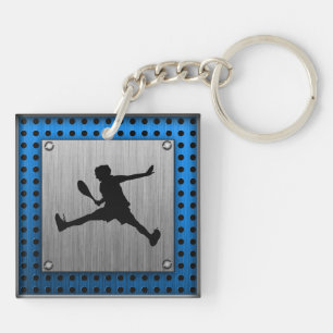 Brushed Aluminum look Tennis Keychain