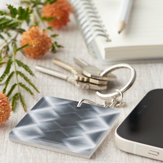 Brushed Aluminum Macro Texture Keychain (Front Right)