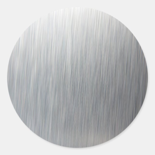 Brushed Aluminum Metal Classic Round Sticker (Front)
