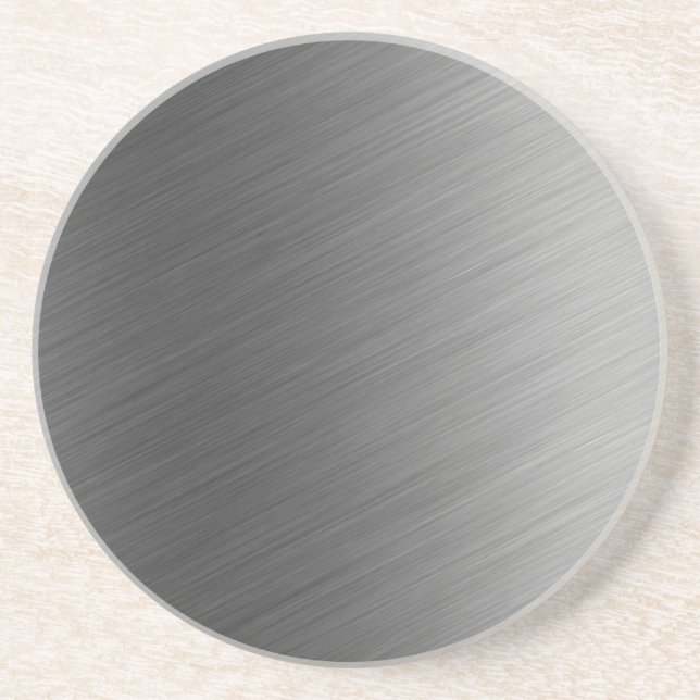 Brushed Aluminum Metal Look Coaster (Front)