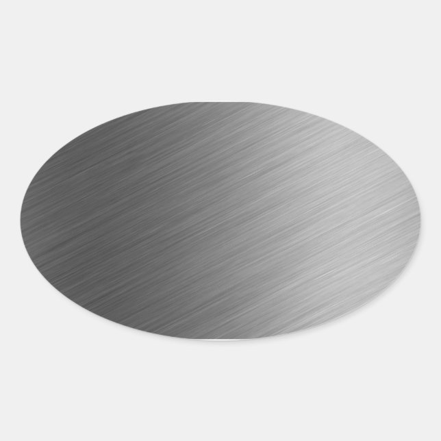 Brushed Aluminum Metal Look Oval Sticker (Front)