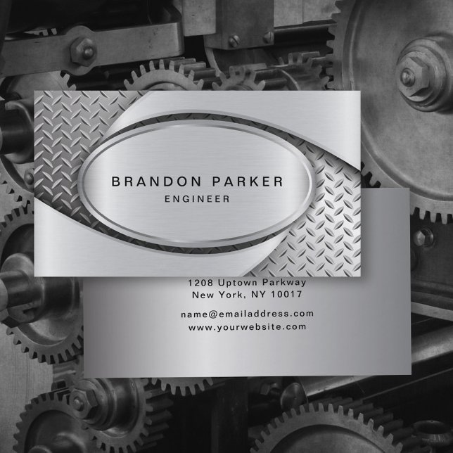 Brushed Aluminum Metallic Texture and Skidplate  Business Card (Creator Uploaded)