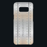 Brushed aluminum silver-grey geometric design uncommon samsung galaxy s8 case<br><div class="desc">Image of metallic silver-grey brushed aluminum background modern geometric design with cool masculine accents. 
Optional monogram.</div>