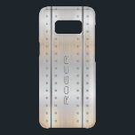 Brushed aluminum silver-grey geometric design uncommon samsung galaxy s8 case<br><div class="desc">Image of metallic silver-grey brushed aluminum background modern geometric design with cool masculine accents. 
Optional monogram.</div>