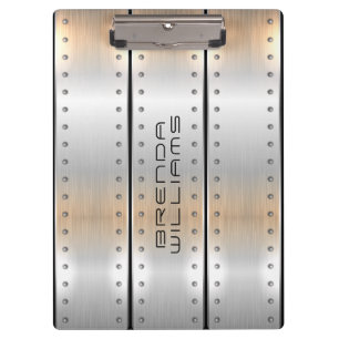 Brushed aluminum texture geometric design clipboard
