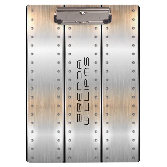 Brushed aluminum texture geometric design clipboard (Front)