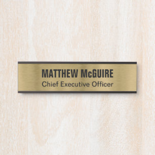 Brushed Antique Gold Look Office Door Sign