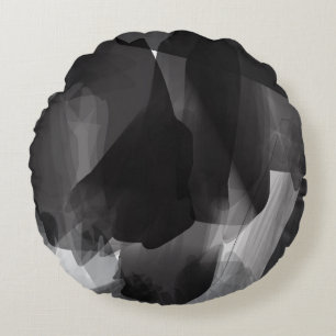 Brushed Black and white Painted Abstract Backgroun Round Pillow