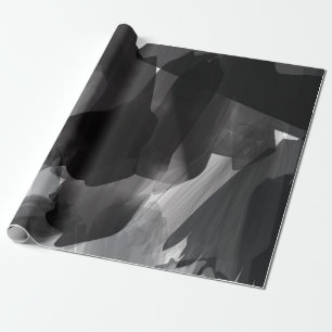 Brushed Black and white Painted Abstract Backgroun Wrapping Paper