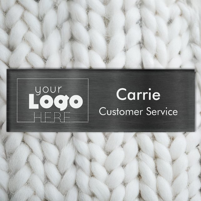 Brushed Black Gunmetal Custom Logo Staff Name Tag (Creator Uploaded)