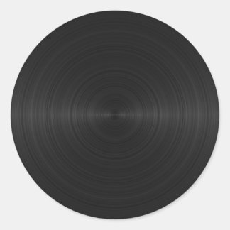 Brushed Black Metal Classic Round Sticker
