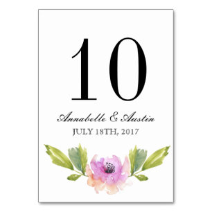 Brushed Blooms   Watercolor Wedding Table Card