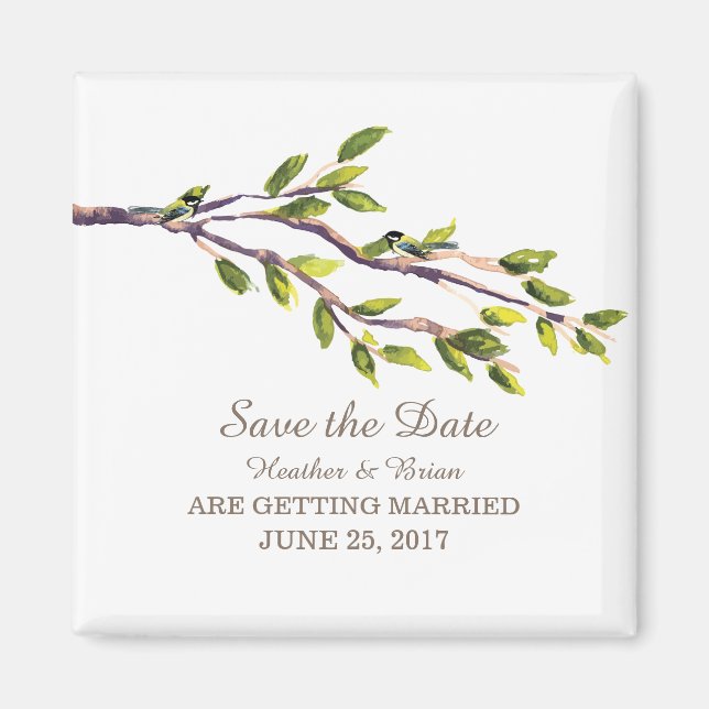Brushed Branches Save the Date Magnet (Front)