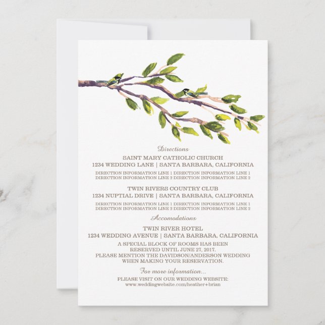 Brushed Branches Wedding Information Card (Front)