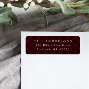 Brushed Burgundy Plaid Holiday Return Address