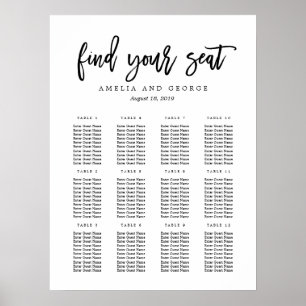 Brushed Calligraphy Seating Chart Poster