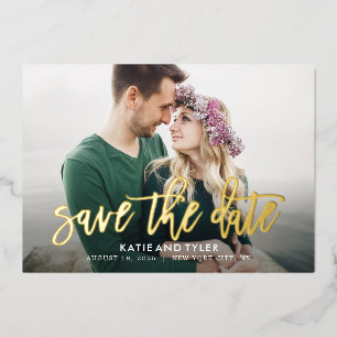 Brushed Charm REAL FOIL Save The Date Card