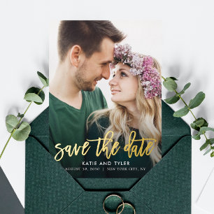 Brushed Charm REAL FOIL Save The Date Card