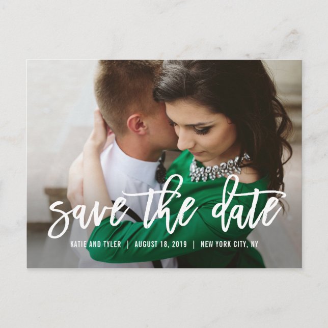 Brushed Charm Save The Date Postcards (Front)