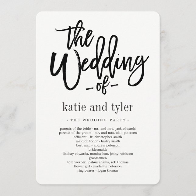 Brushed Charm Wedding Ceremony Program (Front)
