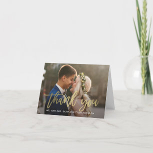 Brushed Charm Wedding Thank You Card Faux Foil