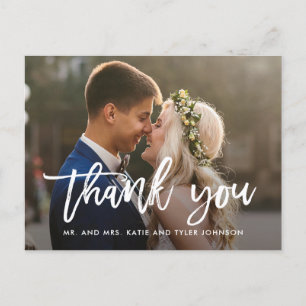 Brushed Charm Wedding Thank You Card Postcard