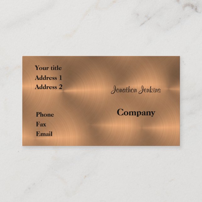 Brushed Copper Business Card (Front)